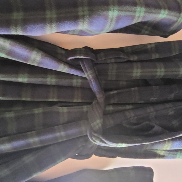 Joe Boxer Vintage Green and Navy Plaid Men's Fleece Robe ONE SIZE NWOT - Picture 5 of 5